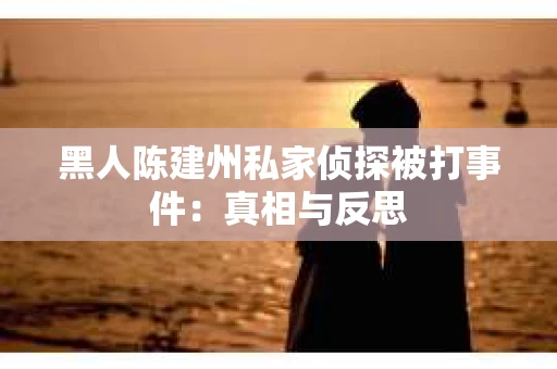 黑人陈建州私家侦探被打事件：真相与反思