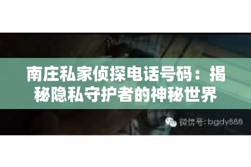 南庄私家侦探电话号码：揭秘隐私守护者的神秘世界