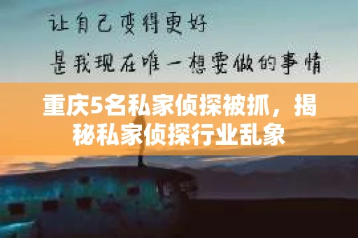 重庆5名私家侦探被抓，揭秘私家侦探行业乱象